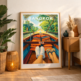 Affiche Bangkok Thaïlande | Tirage photo de voyage authentique, ambiance khlongs & temples | Déco murale exotique, cadeau