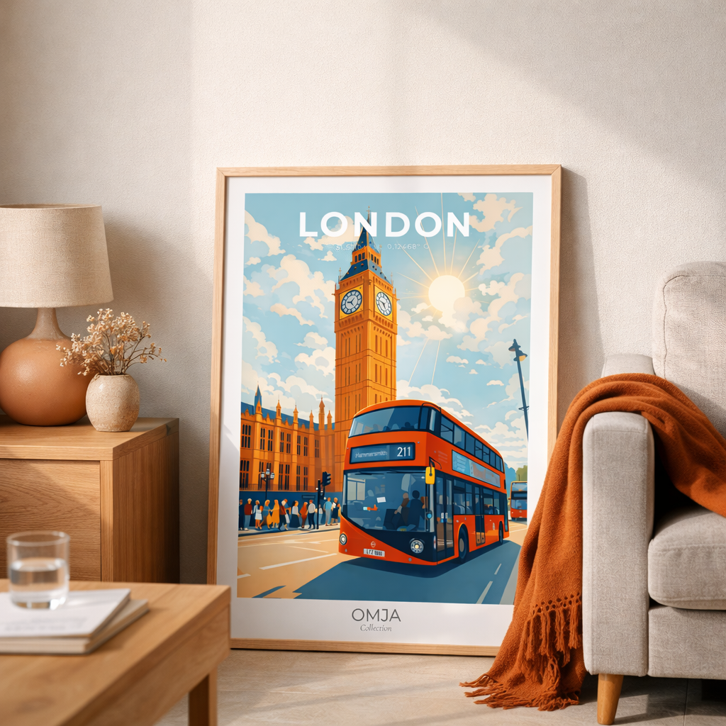 London Poster – Big Ben London Bus | UK Travel Poster, Wall Decor & Gift