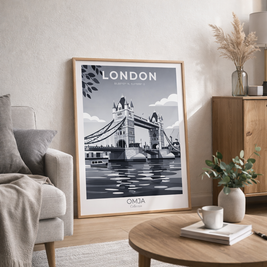 Affiche Londres Noir et Blanc – Tower Bridge Iconique | Poster Voyage Déco Murale