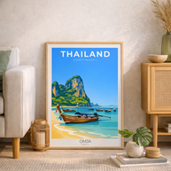 Affiche Thaïlande Ao Nang Beach Krabi – Poster photo de voyage authentique, mer turquoise, cadeau déco tropicale minimaliste