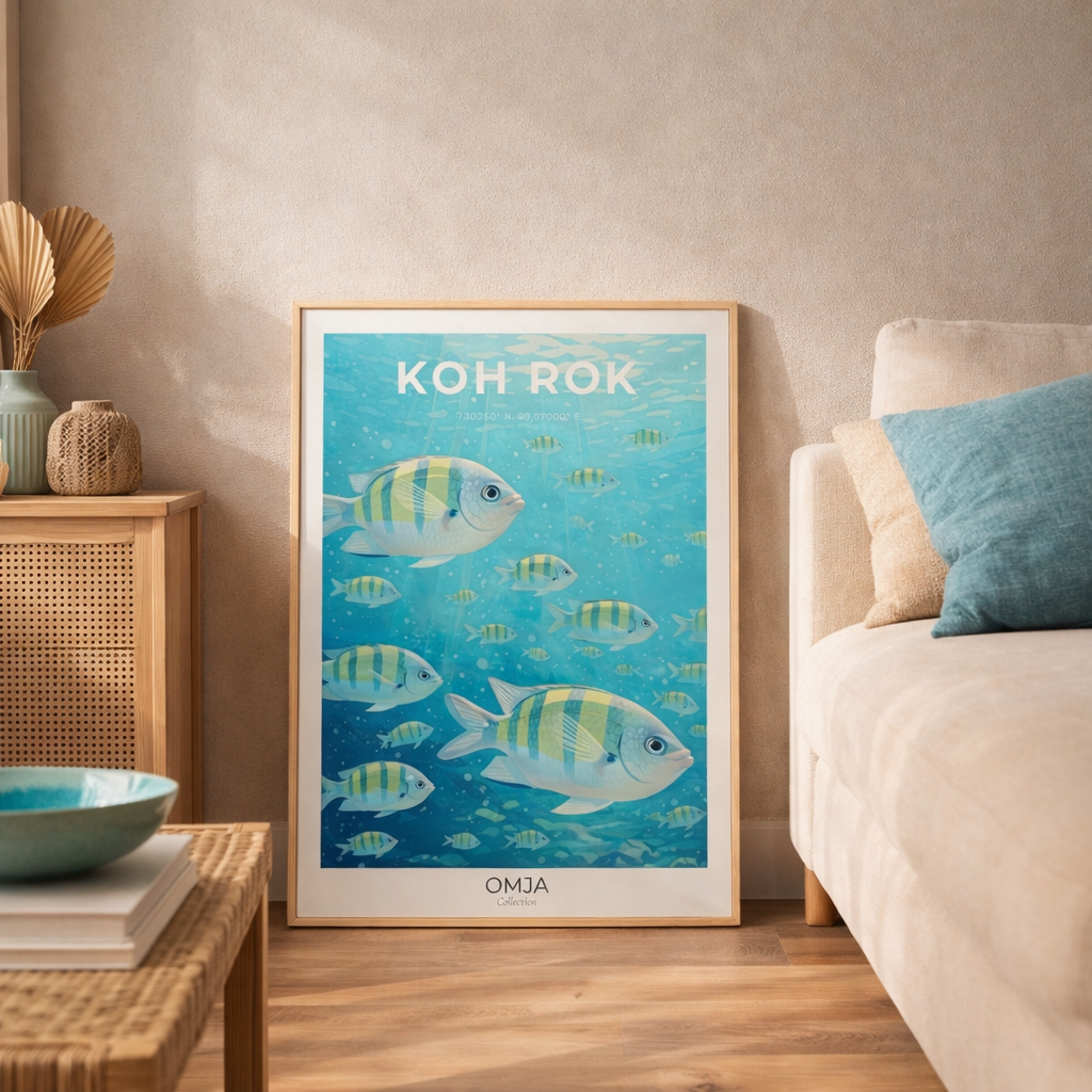 Affiche Koh Rok Thaïlande, évasion tropicale des îles Andaman – décoration murale voyage authentique et cadeau bord de mer