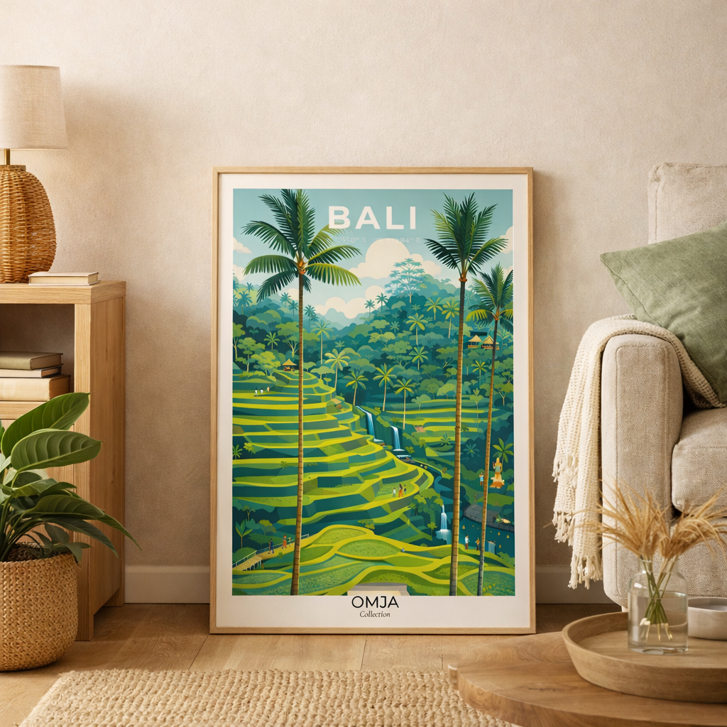 Affiche BALI – Rizières de Tegallalang | Évasion tropicale à Ubud | Photo de voyage originale | Déco nature zen