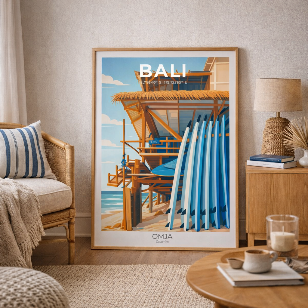 Affiche Bali – Spot de Surf Tropical & Esprit Évasion | Poster Voyage Déco Murale