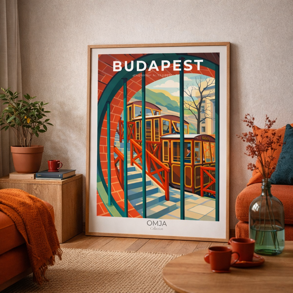 Affiche Budapest – Funiculaire Historique | Poster Voyage Hongrie & Déco Murale