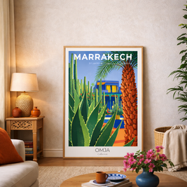 Affiche Marrakech – Jardin Oriental & Couleurs du Maroc | Poster Voyage Déco Murale