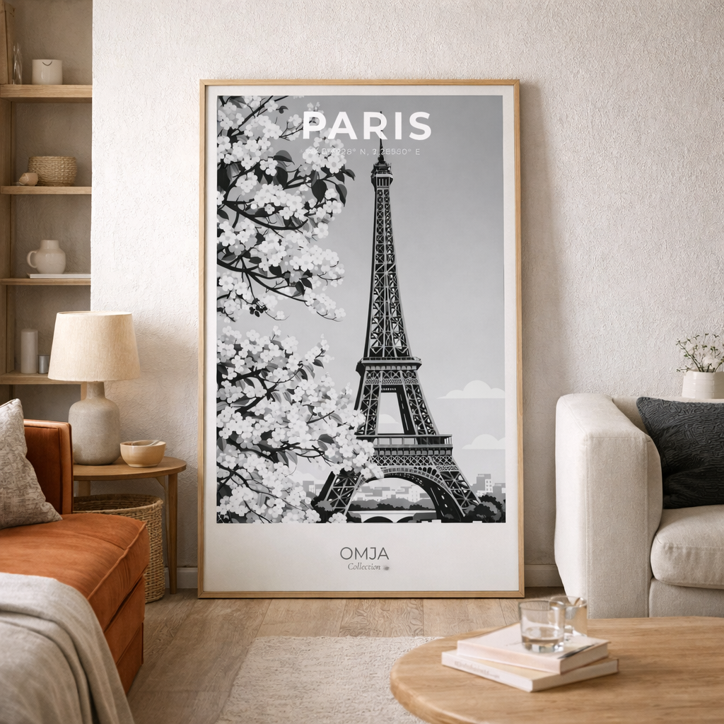 Affiche Paris – Tour Eiffel Élégante & Esprit Romantique | Poster Voyage Déco Murale