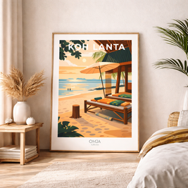 Affiche Koh Lanta Thaïlande – Sunset Andaman & esprit tropical chic, poster voyage photo originale, déco bohème bord de mer