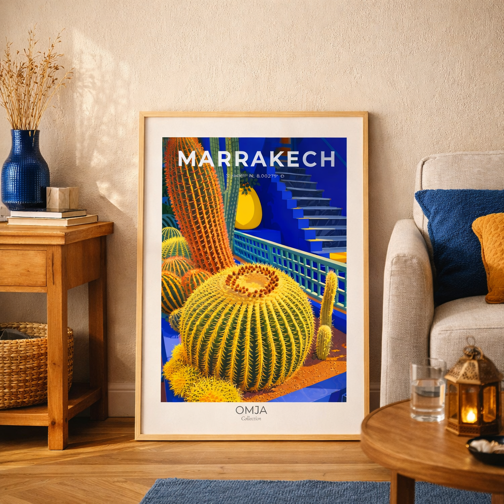 Affiche Marrakech – Jardin Majorelle & Esprit Oriental | Poster Voyage Déco Murale