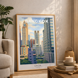 Affiche Bangkok Thaïlande – photo de voyage authentique, skyline urbaine tropicale, déco moderne salon/chambre, cadeau souvenir