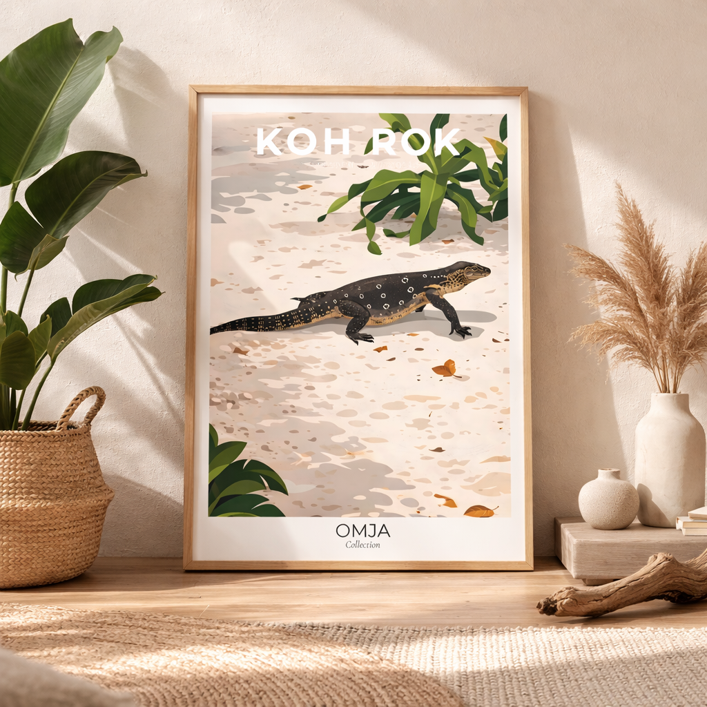 Affiche Voyage Koh Rok Thaïlande – Île Sauvage du Parc Mu Ko Lanta, Esprit Tropical & Évasion Exotique Poster Tropical Art Mural