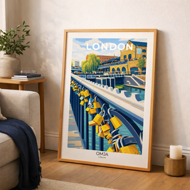 Affiche Londres Camden cadenas – Poster voyage UK, déco murale moderne, cadeau London