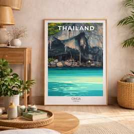 Affiche Thaïlande Railay Beach – Poster voyage tropical | Décoration murale élégante Krabi