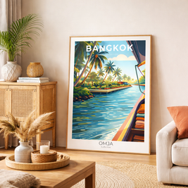 Affiche Bangkok Thaïlande – Photo de voyage authentique, déco exotique tropicale, cadeau globe-trotteur, style bohème chic