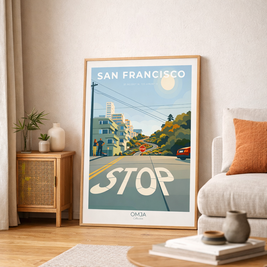 Affiche San Francisco – California Travel Poster vintage, déco murale moderne, souvenir authentique de voyage