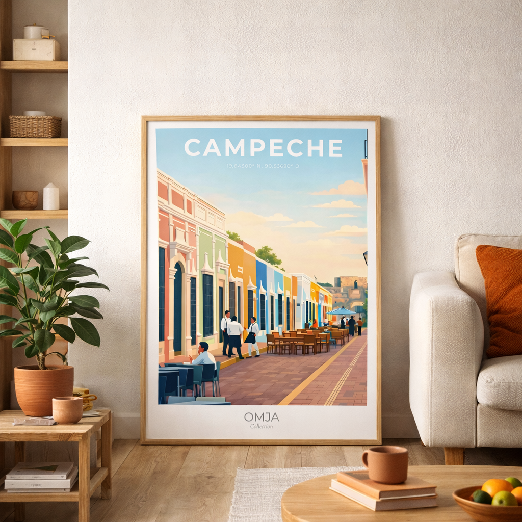 Affiche Campeche – Rue Colorée du Mexique | Poster Voyage & Déco Murale