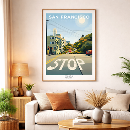 Affiche San Francisco – California Travel Poster vintage, déco murale moderne, souvenir authentique de voyage