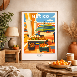 Affiche Izamal Mexique | Izamal Travel Poster | Yucatán Colonial Market Print | Décoration Murale Voyage | Wall Art