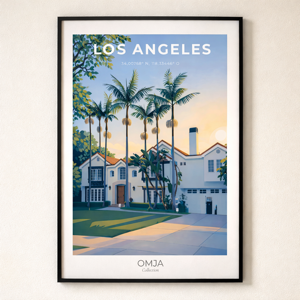 Affiche Los Angeles Californie – Poster Voyage Sunset & Palmiers | Déco Murale USA Minimaliste