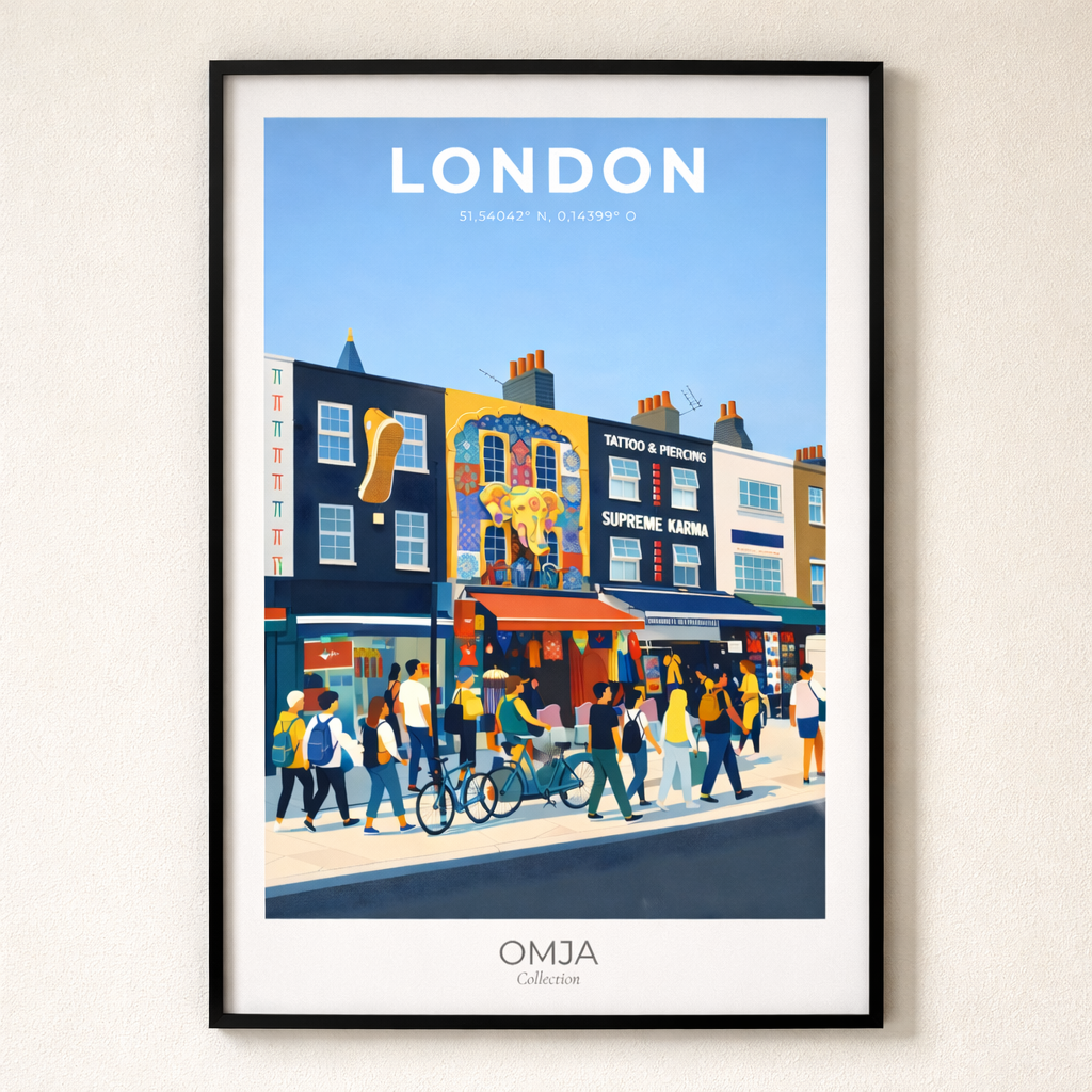 Affiche Londres Camden Town | Poster voyage UK | Art mural London | Décoration moderne | Cadeau city trip