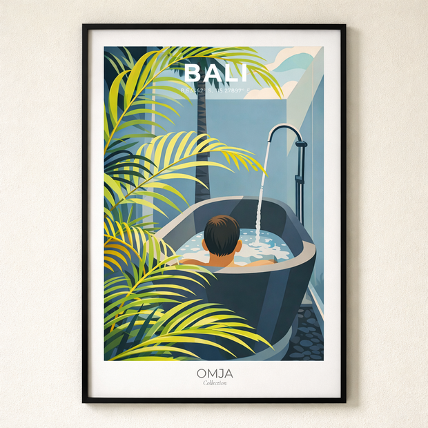 Affiche Bali Ubud – Poster voyage tropical chic, déco murale premium, cadeau souvenir d’Indonésie