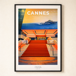 Affiche Cannes – Poster Côte d’Azur, ambiance Festival, déco chic méditerranéenne, cadeau voyage