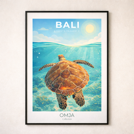Affiche BALI – Gili Trawangan lagon turquoise | Esprit surf & snorkeling | Photo de voyage originale | Déco bord de mer