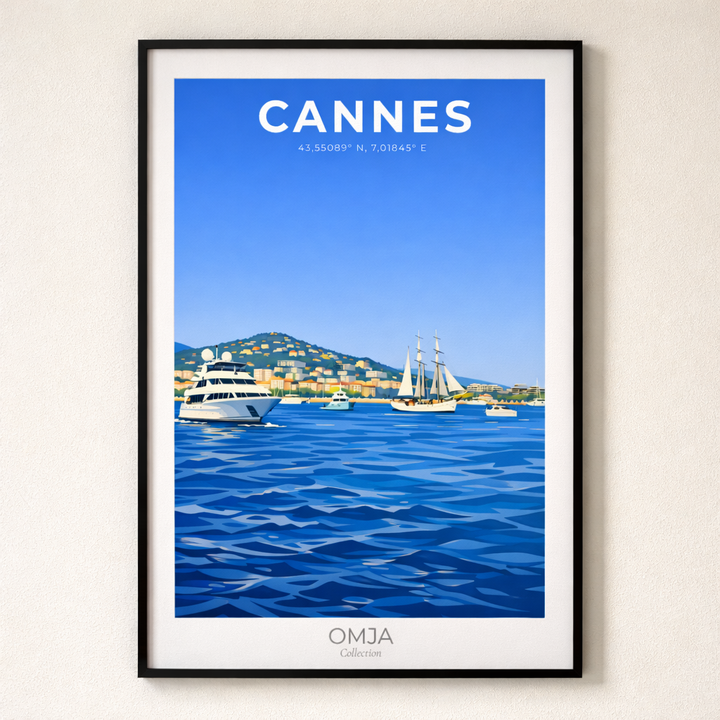 Cannes French Riviera Poster | French Riviera Travel Poster | Chic Mediterranean Decor | Riviera Gift