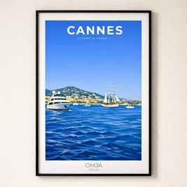 Cannes French Riviera Poster | French Riviera Travel Poster | Chic Mediterranean Decor | Riviera Gift