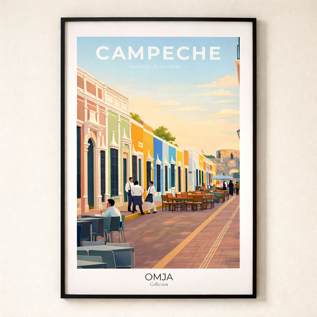 Affiche Campeche – Rue Colorée du Mexique | Poster Voyage & Déco Murale