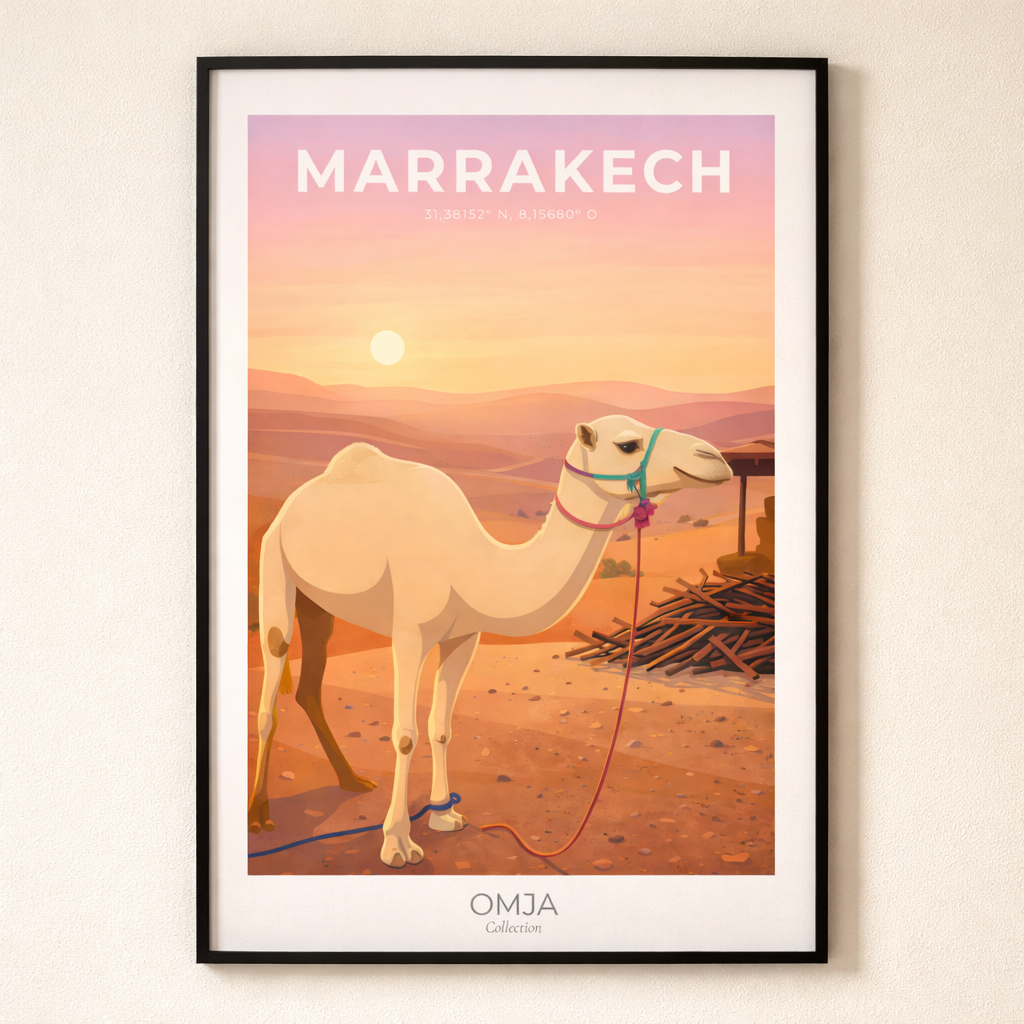 Affiche Marrakech Maroc – Déco voyage bohème, poster désert & Médina, photo originale de nos voyages