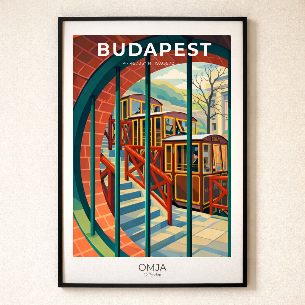 Affiche Budapest – Funiculaire Historique | Poster Voyage Hongrie & Déco Murale