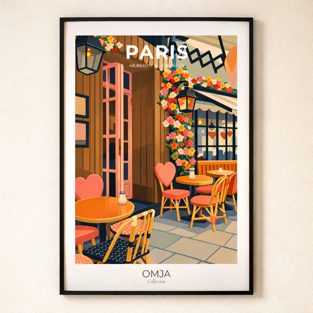 Paris Poster – Romantic Cafe & Parisian Charm | Travel Poster Wall Decor