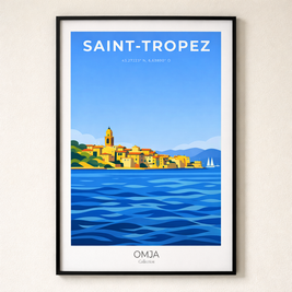 Affiche Saint-Tropez | Poster Côte d’Azur | Art mural Méditerranée | Déco bord de mer chic | Cadeau Provence