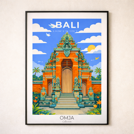 Affiche Bali Indonésie – Temple balinais tropical | Poster voyage photo authentique | Déco bohème, cadeau aventurier