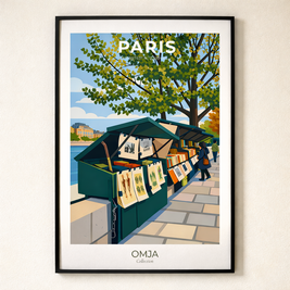 Affiche Paris – Bouquinistes au Bord de Seine | Poster Voyage Déco Murale