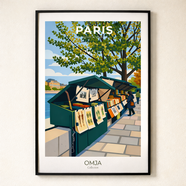 Affiche Paris – Bouquinistes au Bord de Seine | Poster Voyage Déco Murale