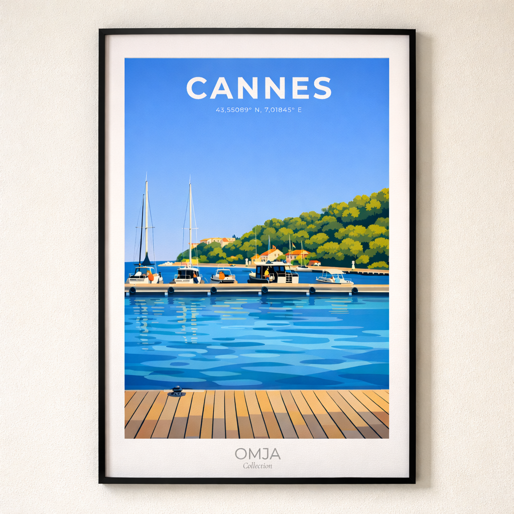 Affiche Îles de Lérins – Cannes Côte d’Azur | Poster Voyage Méditerranée Authentique
