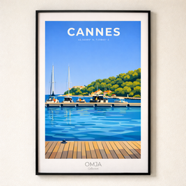 Affiche Îles de Lérins – Cannes Côte d’Azur | Poster Voyage Méditerranée Authentique