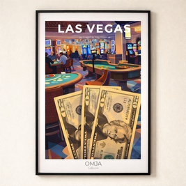 Affiche Las Vegas Nevada | Poster voyage USA style rétro moderne | Déco salon chic | Cadeau voyage casino