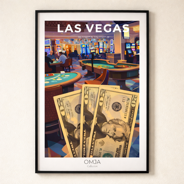 Affiche Las Vegas Nevada | Poster voyage USA style rétro moderne | Déco salon chic | Cadeau voyage casino
