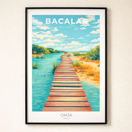 Affiche Bacalar Mexique | Poster lagune turquoise “7 couleurs” | Déco tropicale chic | Art mural voyage | Cadeau plage