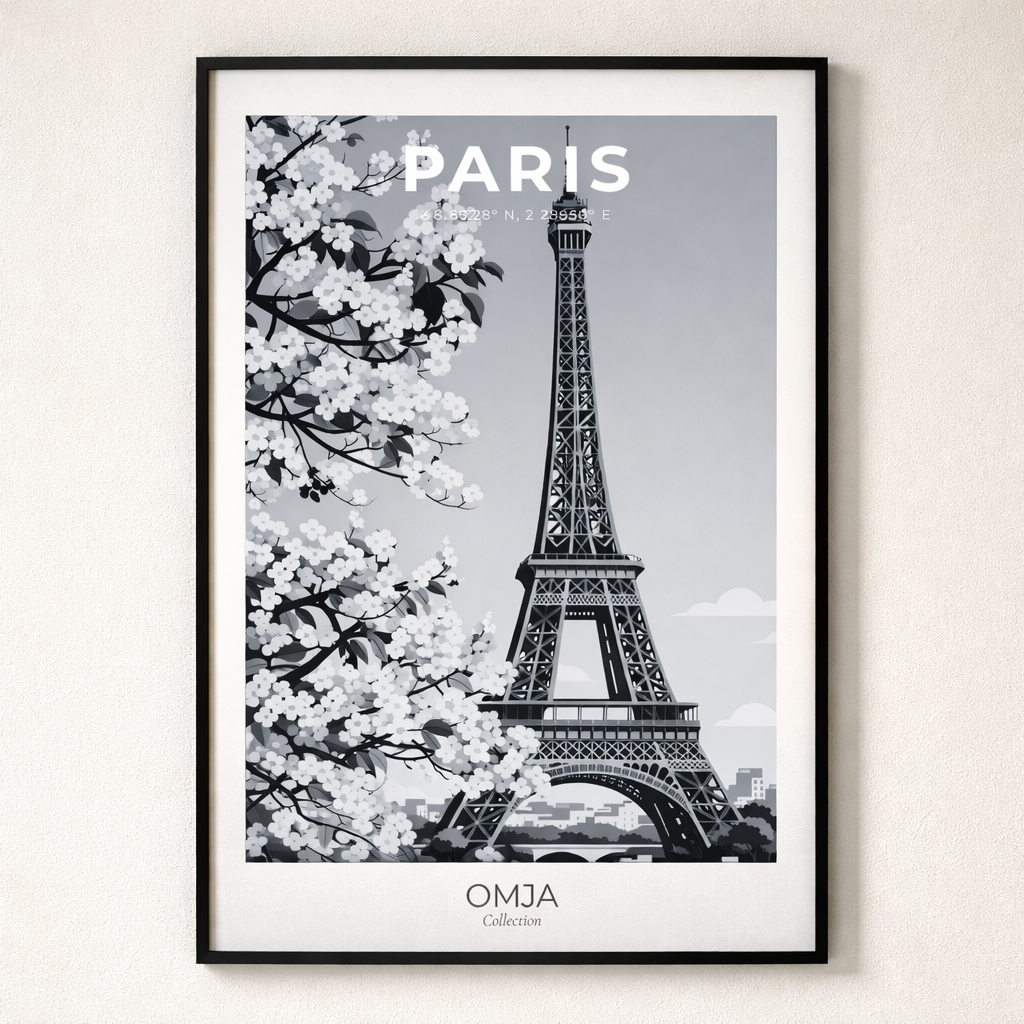 Affiche Paris – Tour Eiffel Élégante & Esprit Romantique | Poster Voyage Déco Murale