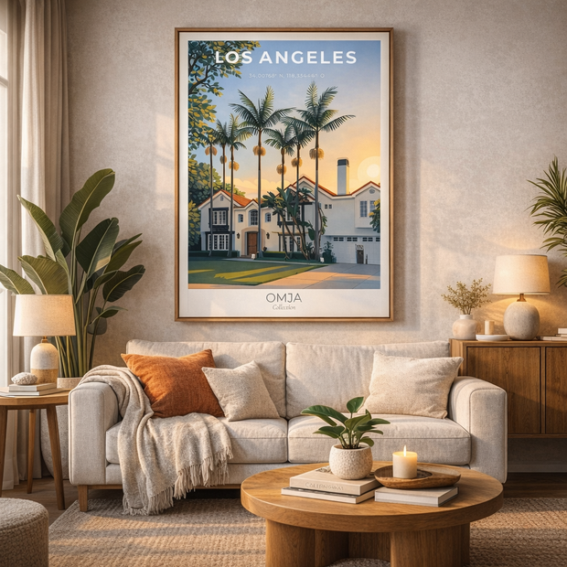 Affiche Los Angeles Californie – Poster Voyage Sunset & Palmiers | Déco Murale USA Minimaliste
