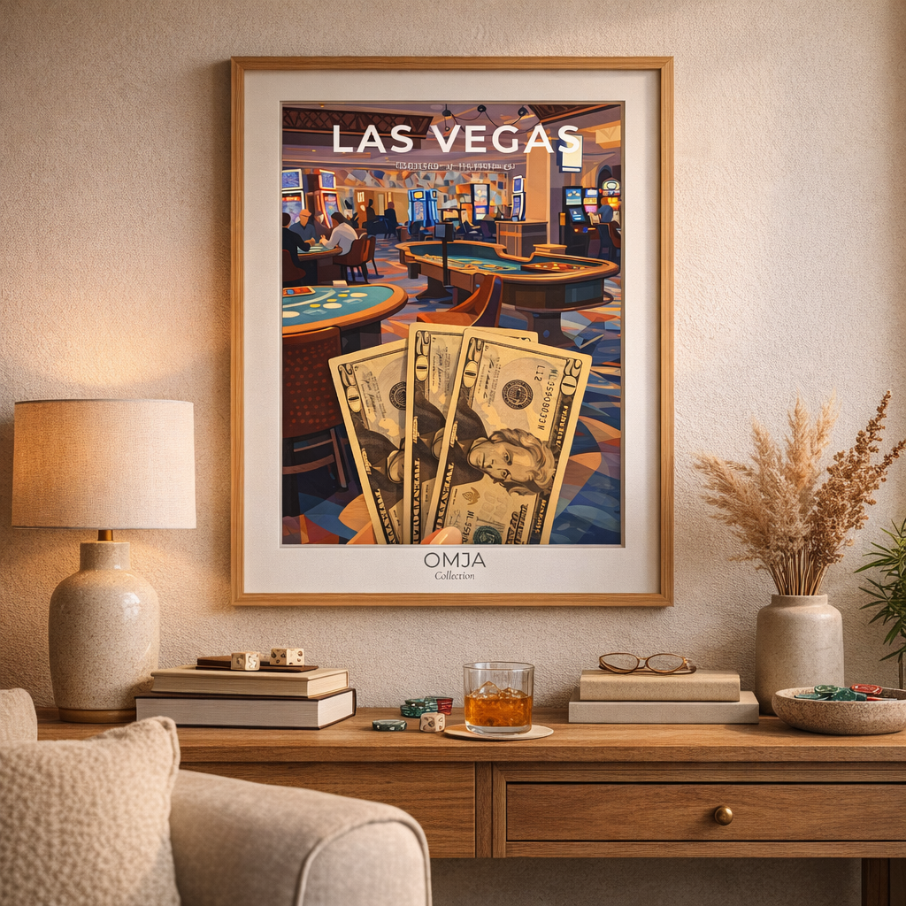 Affiche Las Vegas Nevada | Poster voyage USA style rétro moderne | Déco salon chic | Cadeau voyage casino