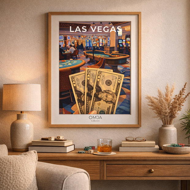 Affiche Las Vegas Nevada | Poster voyage USA style rétro moderne | Déco salon chic | Cadeau voyage casino