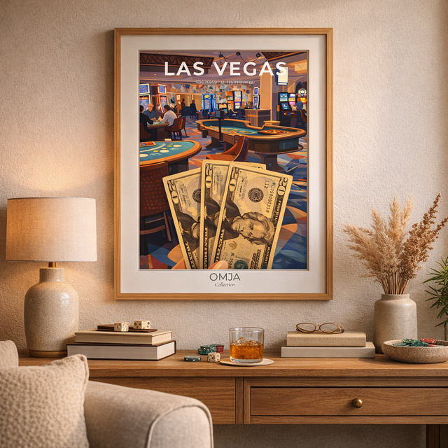 Affiche Las Vegas Nevada | Poster voyage USA style rétro moderne | Déco salon chic | Cadeau voyage casino