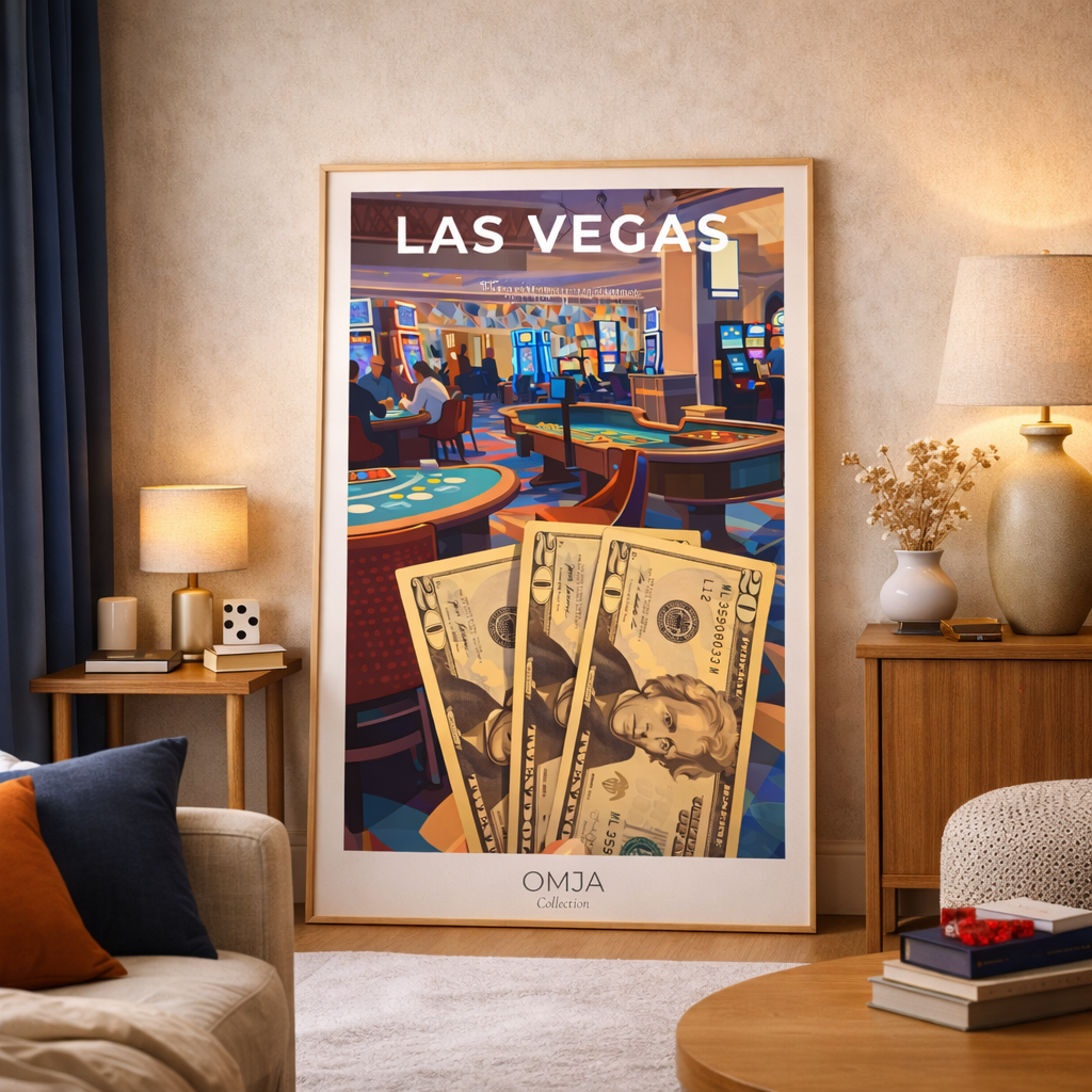 Affiche Las Vegas Nevada | Poster voyage USA style rétro moderne | Déco salon chic | Cadeau voyage casino