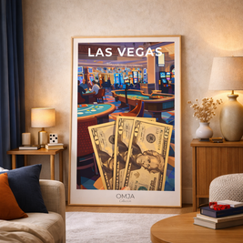 Affiche Las Vegas Nevada | Poster voyage USA style rétro moderne | Déco salon chic | Cadeau voyage casino