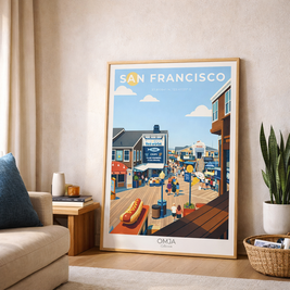 Affiche San Francisco – Pier 39 & Lions de Mer | Poster Voyage Déco Murale