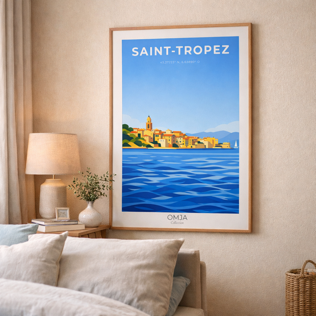 Affiche Saint-Tropez | Poster Côte d’Azur | Art mural Méditerranée | Déco bord de mer chic | Cadeau Provence